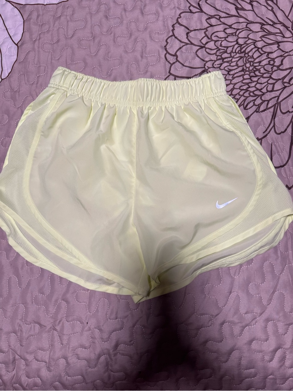 Nike Women's Pale Yellow Athletic Shorts
